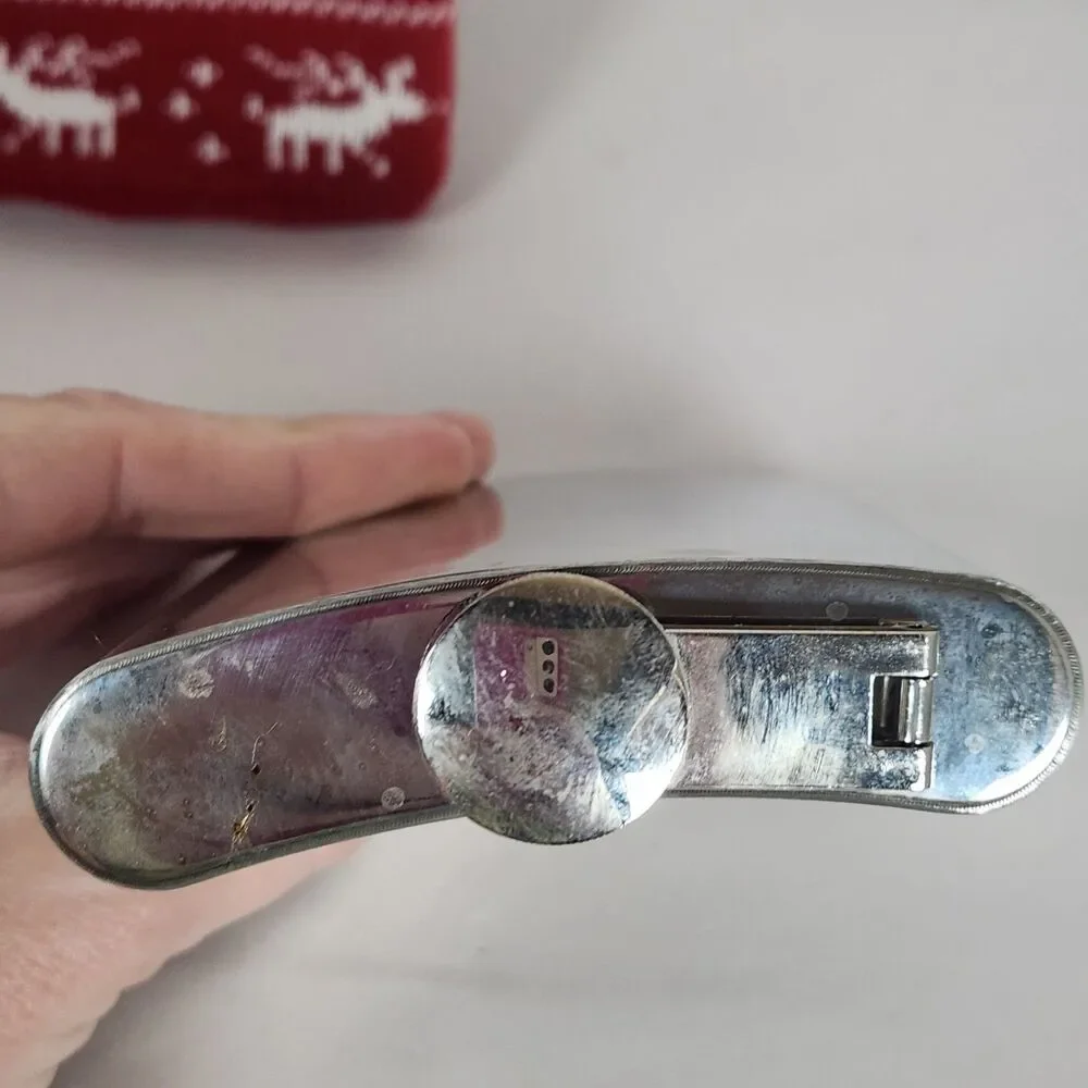 Vintage W Stainless Steel Drinking Flask sweater holder party 7 Oz‎ 5